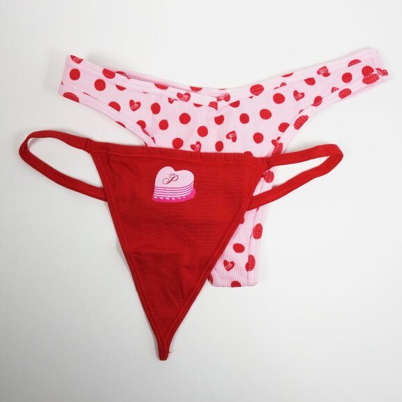Victoria's Secret PINK 2-Pack Cotton Heart Shaped Cake V-STRING Panty (S) NWT! - Picture 1 of 13